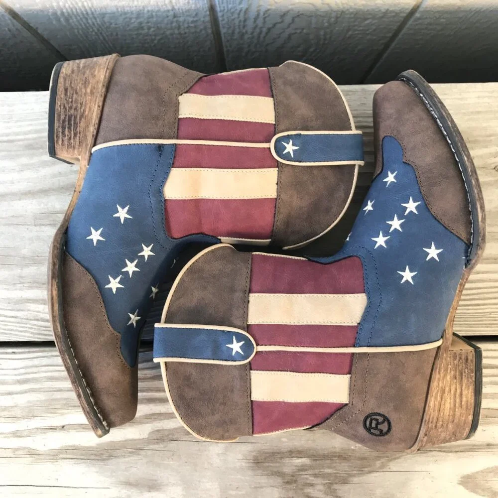 Roper Stars n Stripes Womens Western Ankle Boots 9.5 09-021-1567-2117